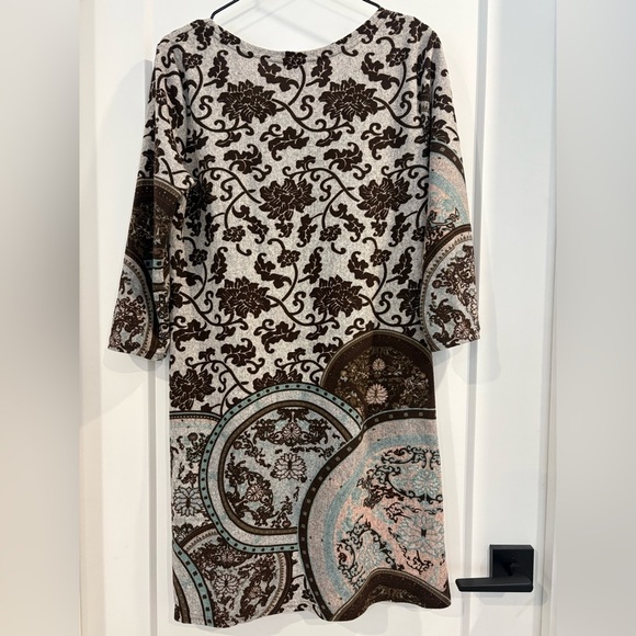 Papillon 3/4 Sleeves Patterned Sweater Dress Size Large - Picture 3 of 9
